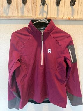 Athletic Half-Zip Pullover Sweater - Wine
